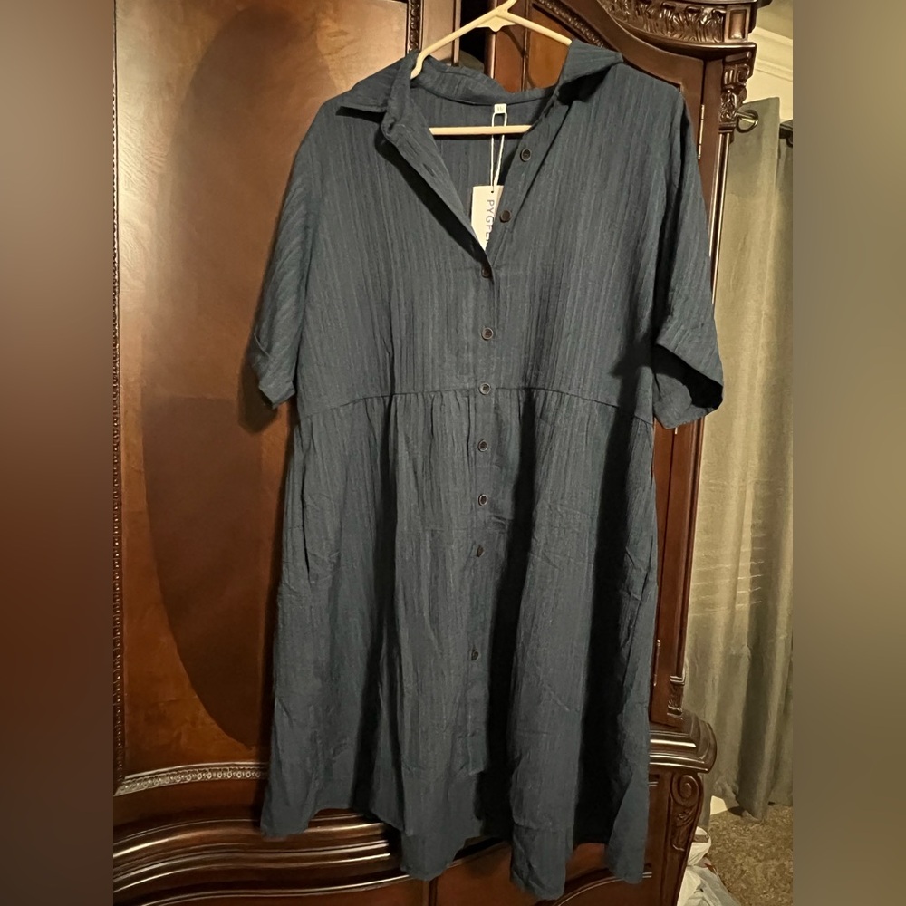 Navy Button Down Dress